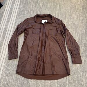 Naked Wardrobe Faux Leather Button-Up Shirt